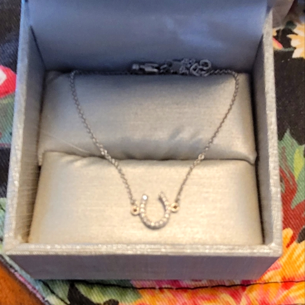 1/20 CT. T.W Horseshoe Anklet in Sterling Silver. 10 "
